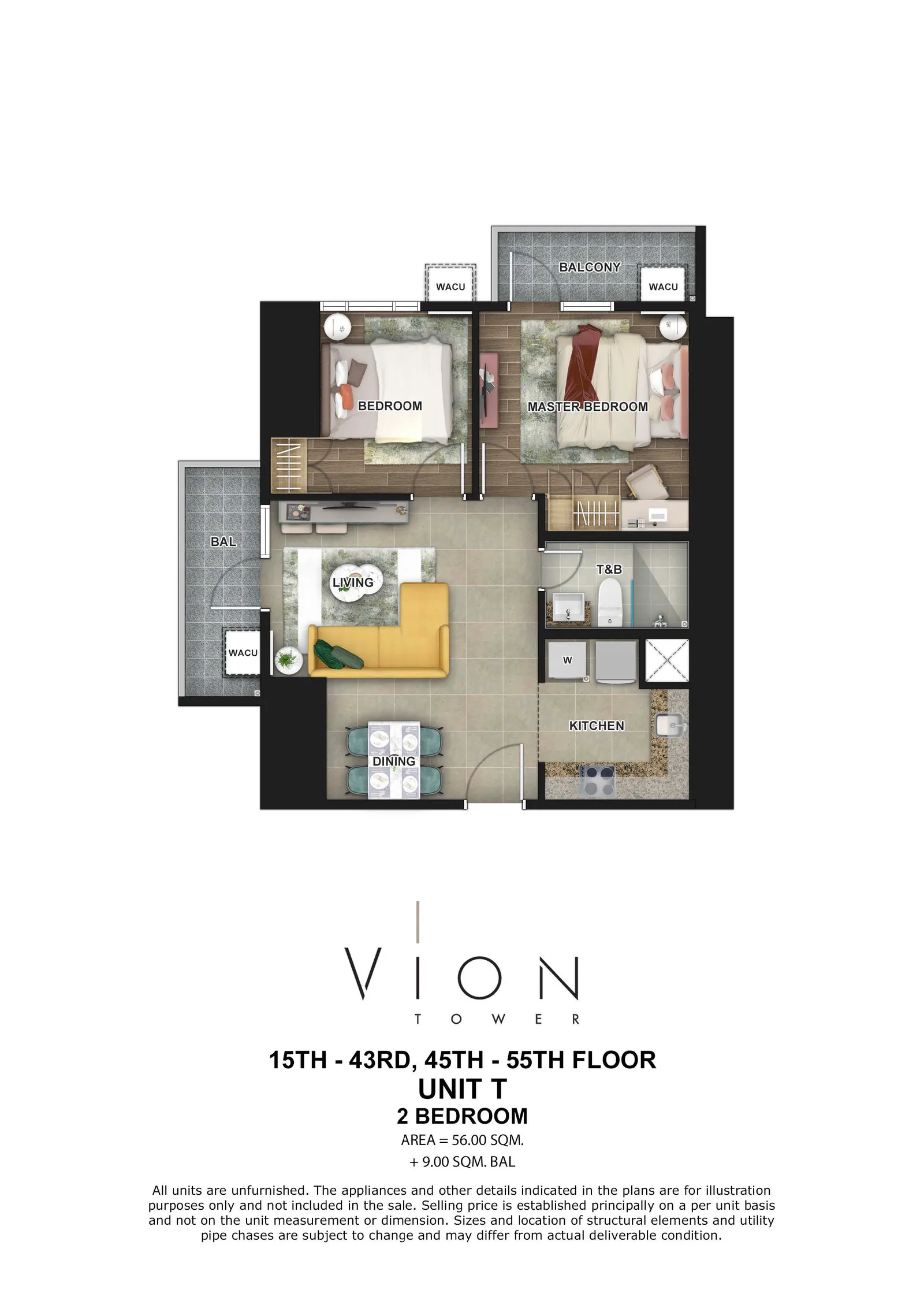 2-Bedroom with Balcony floor plan