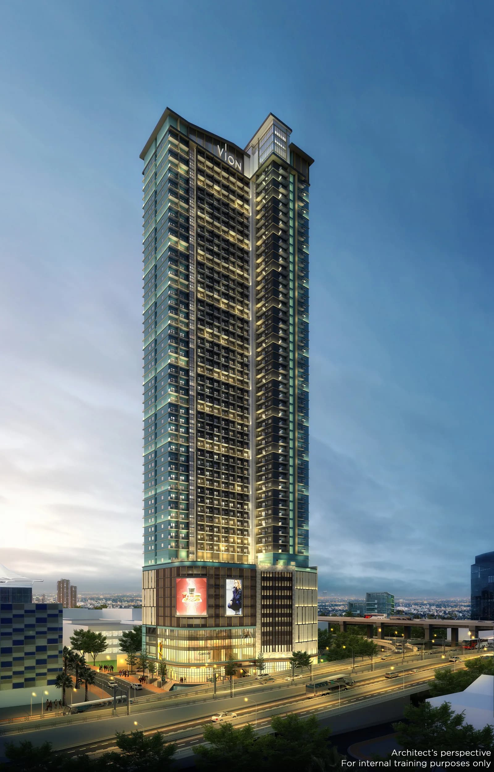 Vion Tower front view from Skyway