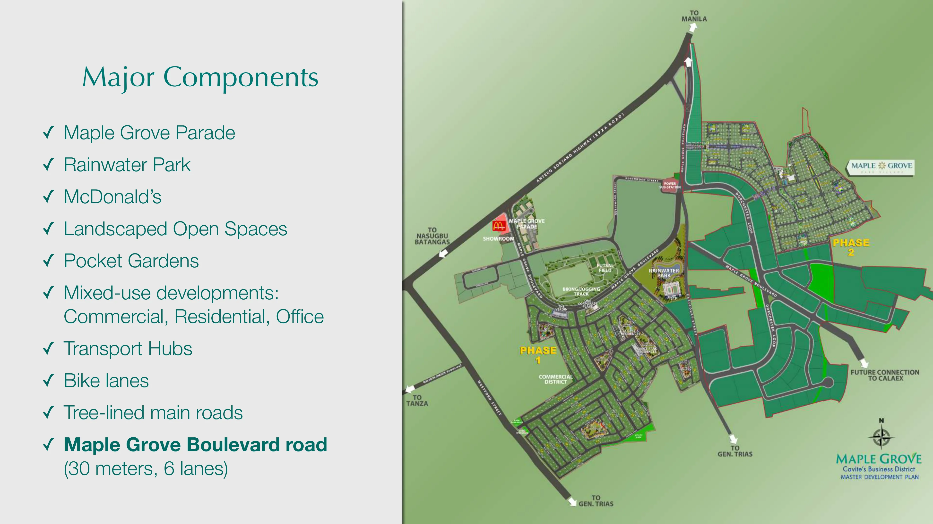 Maple Grove major components and masterplan slide